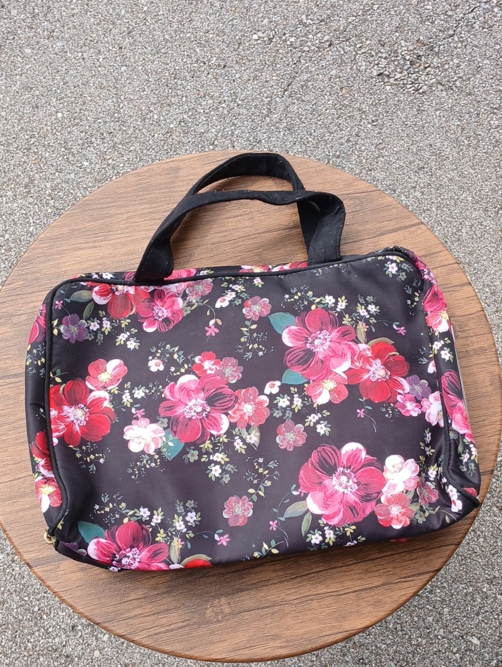 Floral Black and Pink Travel Tote Bag
